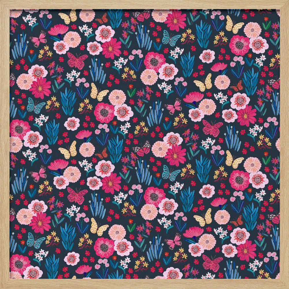 Butterflies & flowers Poster